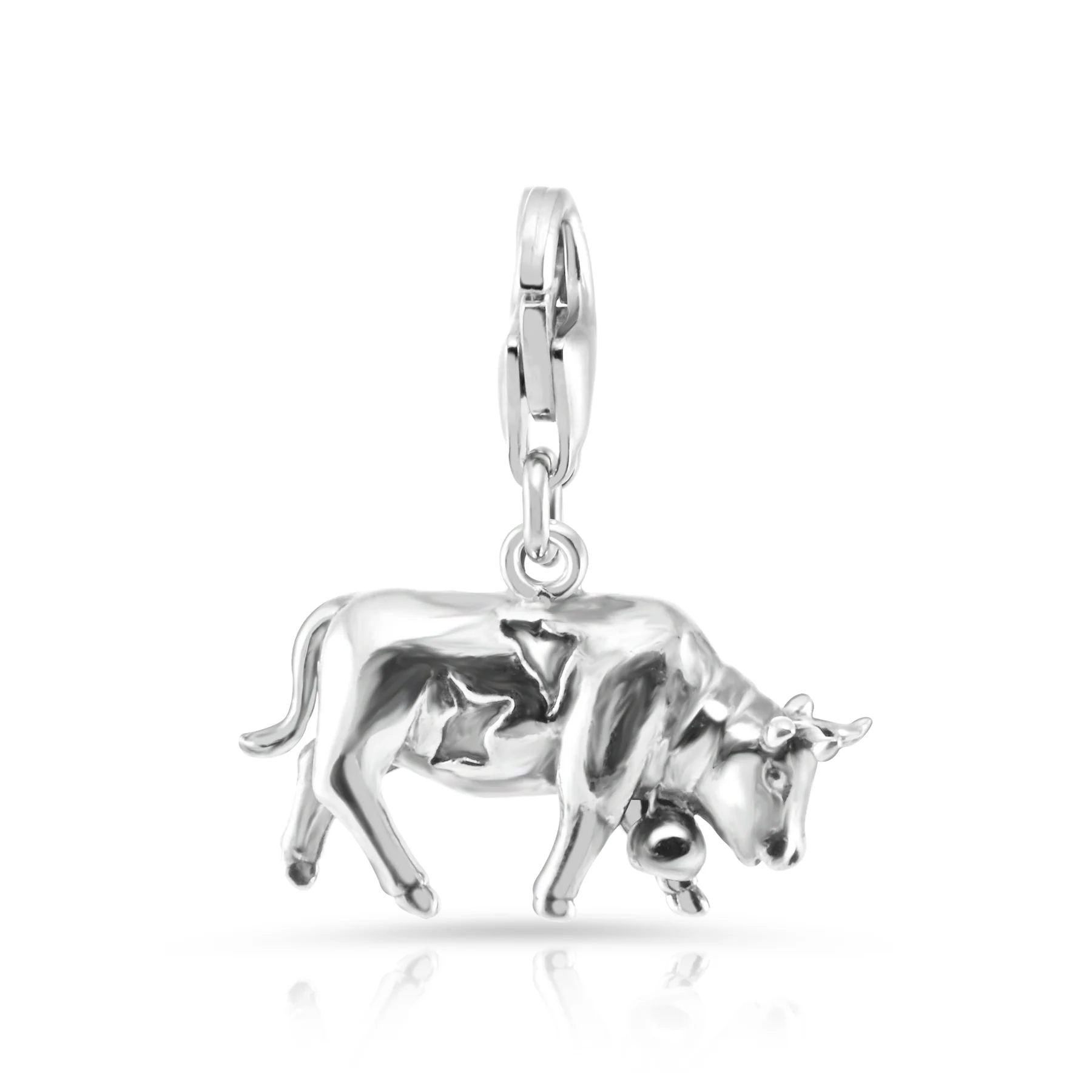Charm Silber rhodiniert Swiss Edelweiss Stier C-7033