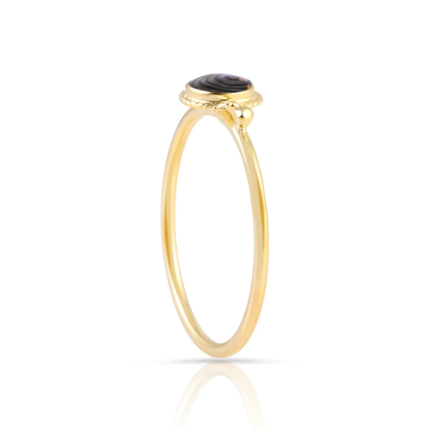 Kleiner Ring aus Sterlingsilber mit einem Abalone (Perlmutt), rund 5 mm, als Cabochon RI-10124GP-49