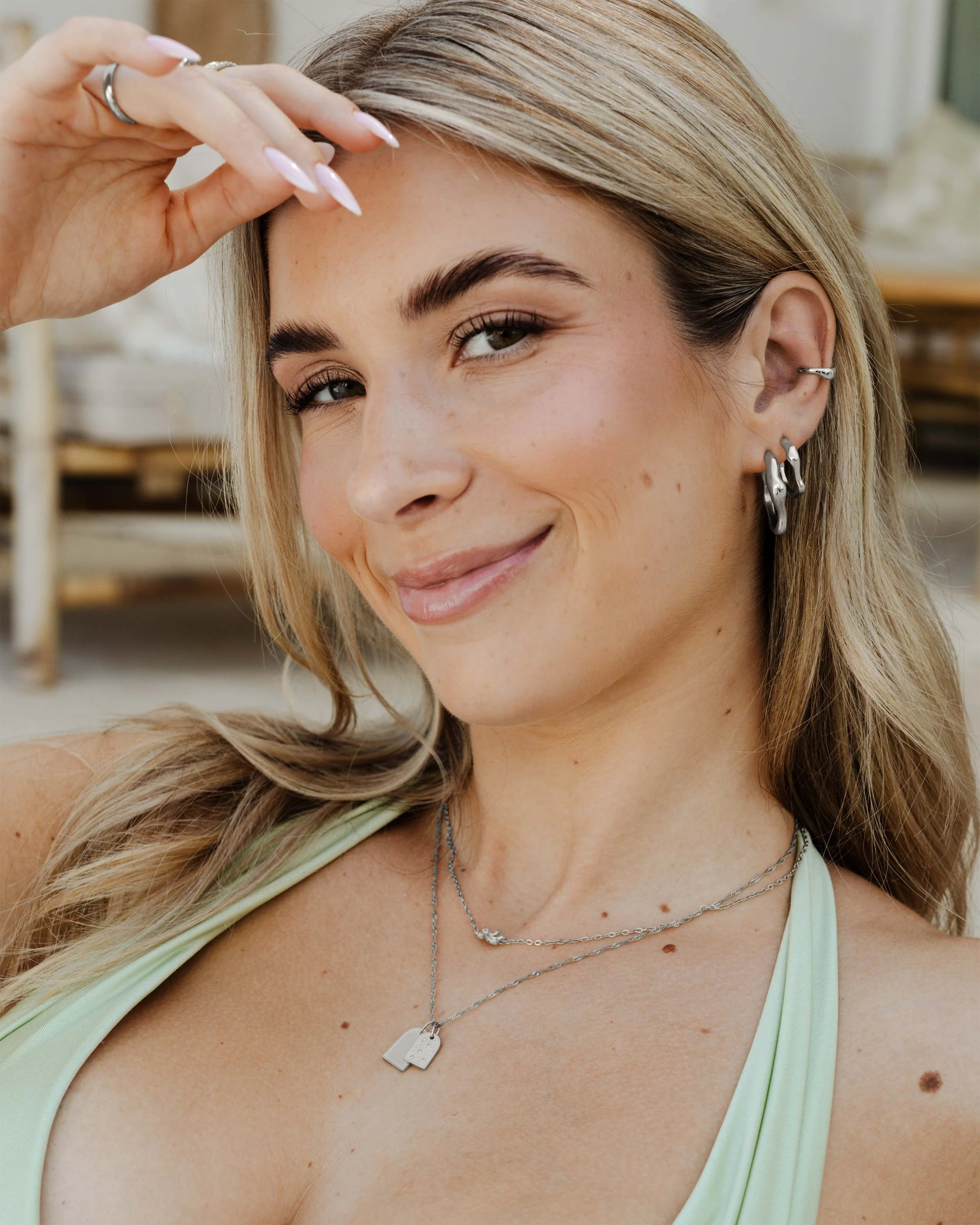 LUAMAYA Solar Wave Hoop Studs Medium