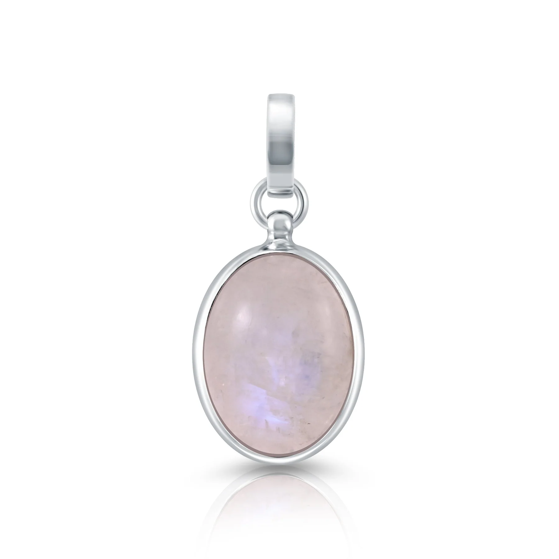 Anhänger aus Sterlingsilber mit einem weißen Labradorit (Regenbogenmondstein) P-3984