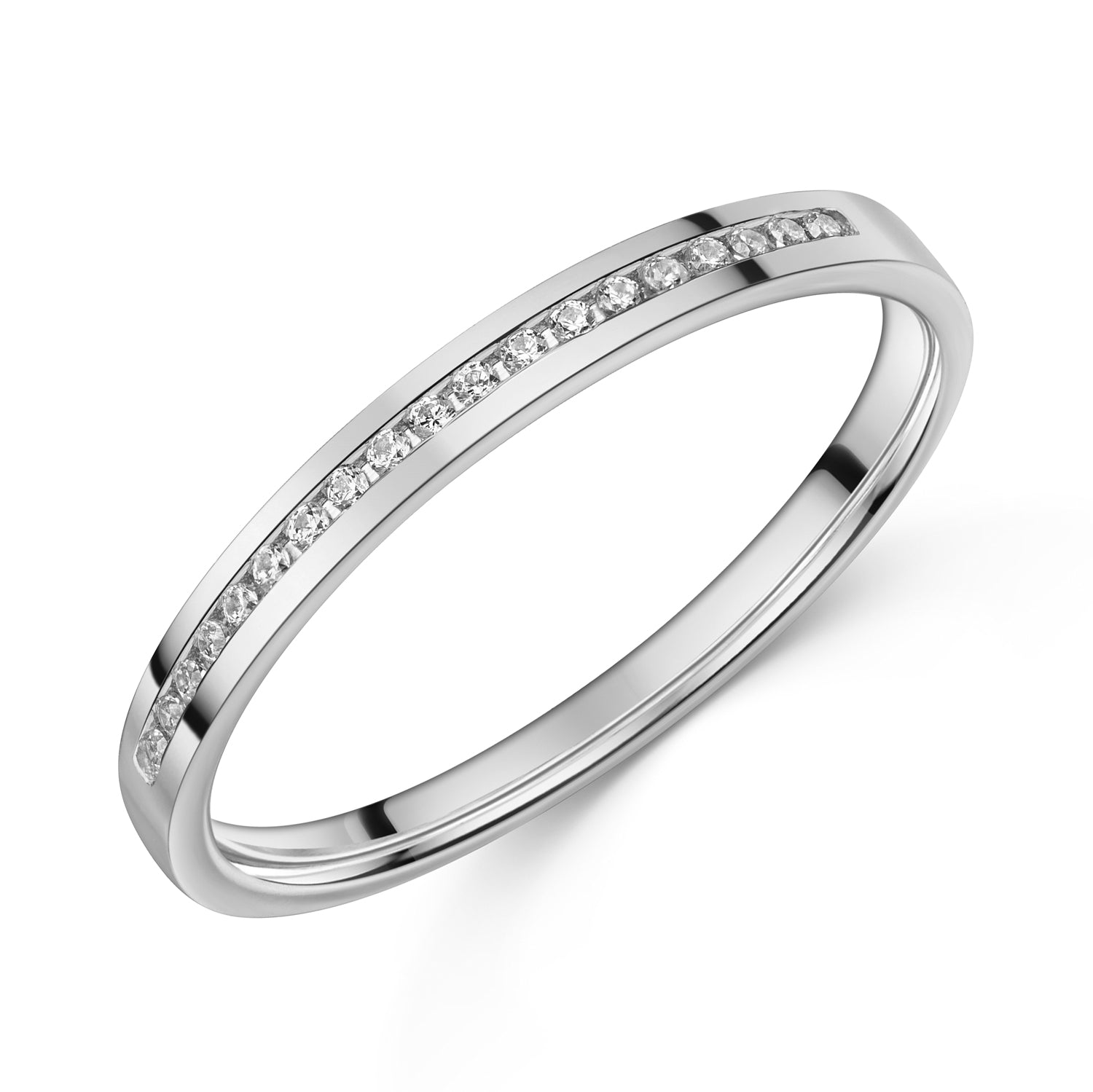 Lovebird Memory Ring mit 19 Zirkonia Weißgold 333 LB329