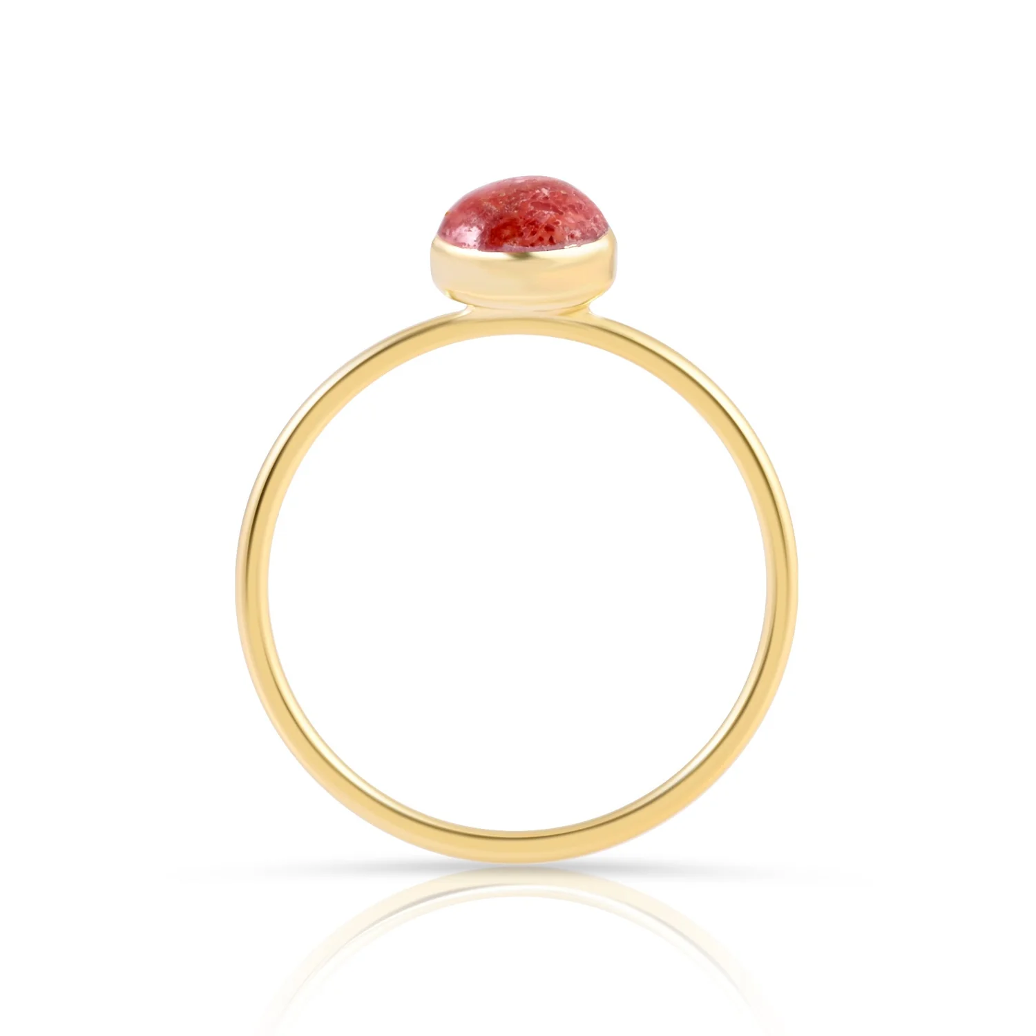 Kleiner Ring aus Sterling Silber mit einer runden Schwammkoralle als Cabochon RI-10126GP-48