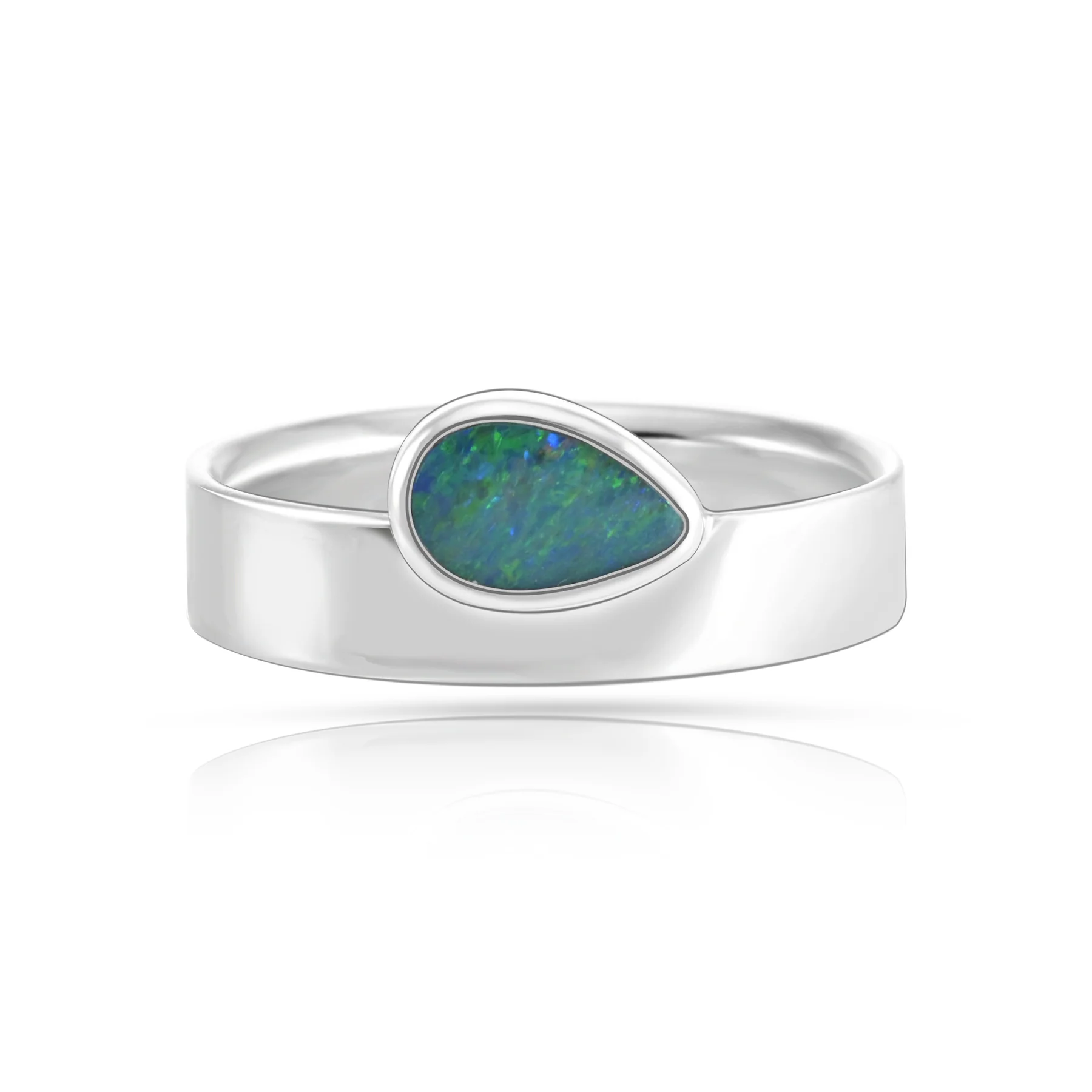 Ring aus Sterlingsilber mit tropfenförmigem Opal in Qualität AA R-4588-50