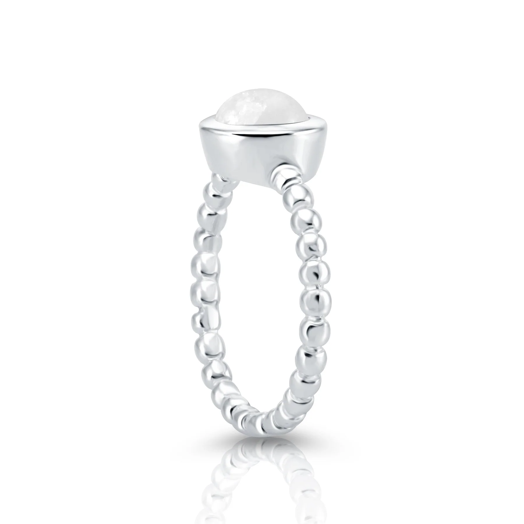 Sterlingsilber Ring mit Regenbogen Mondstein Cabochon rund RI-10118A-58