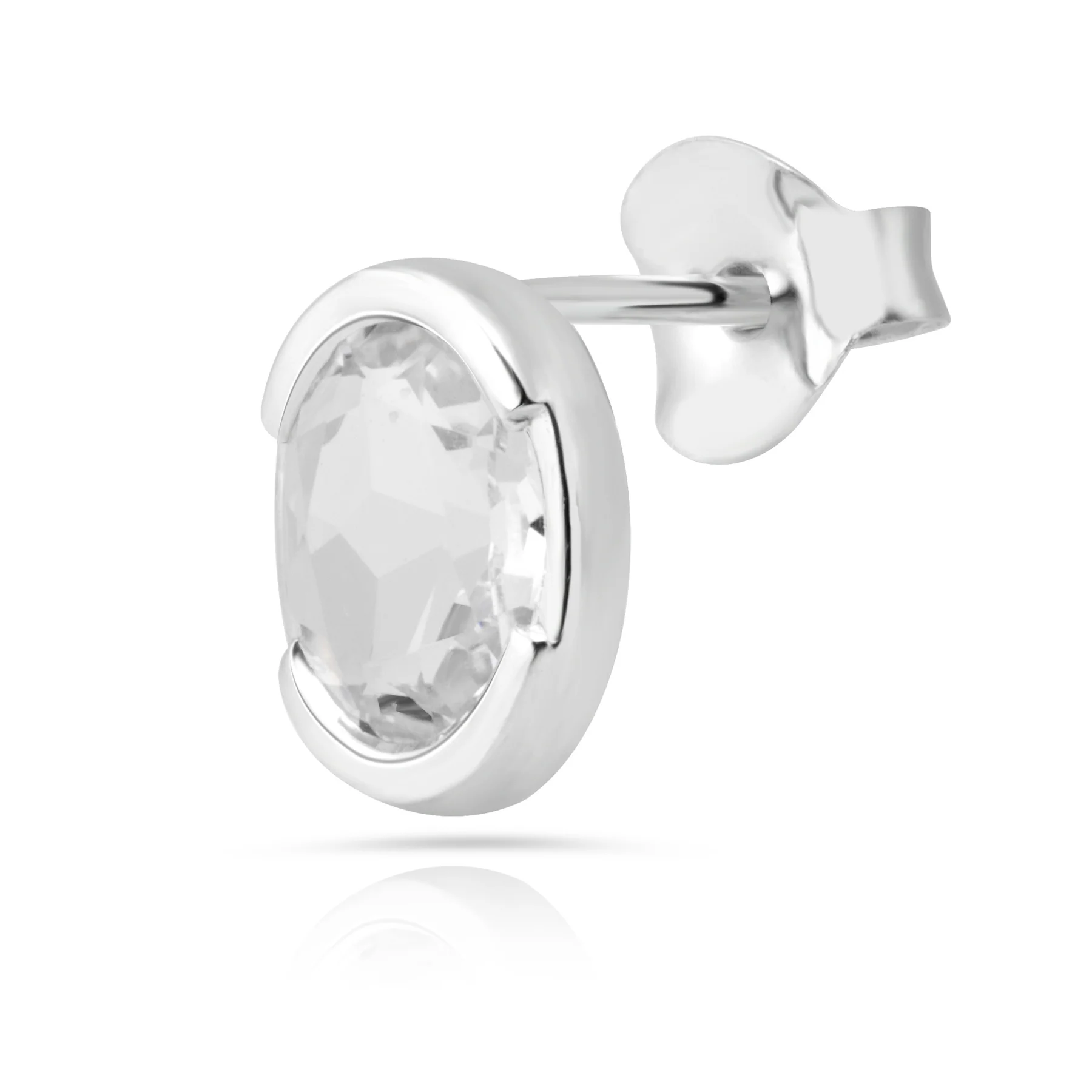 Ohrringe Ohrstecker Sterlingsilber rhodiniert mit Kristallquarz oval facettiert SR-732