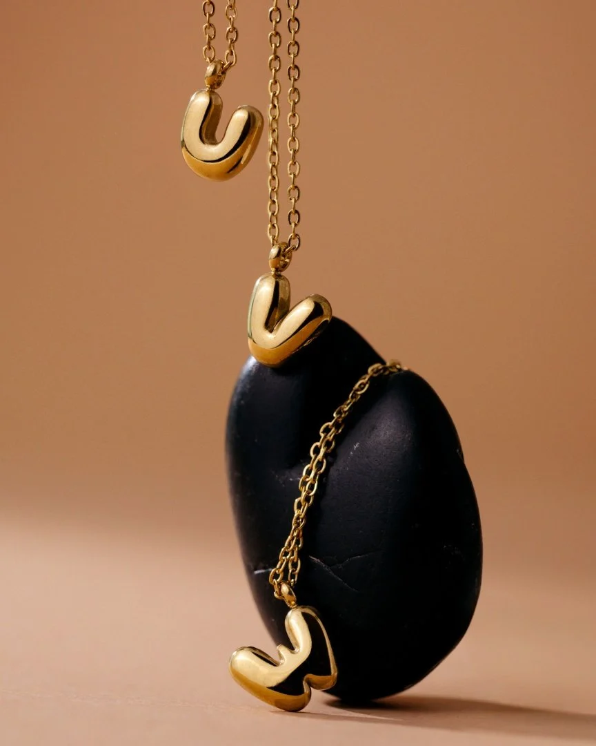 LUAMAYA Bubble Letter Necklace Gold ABC
