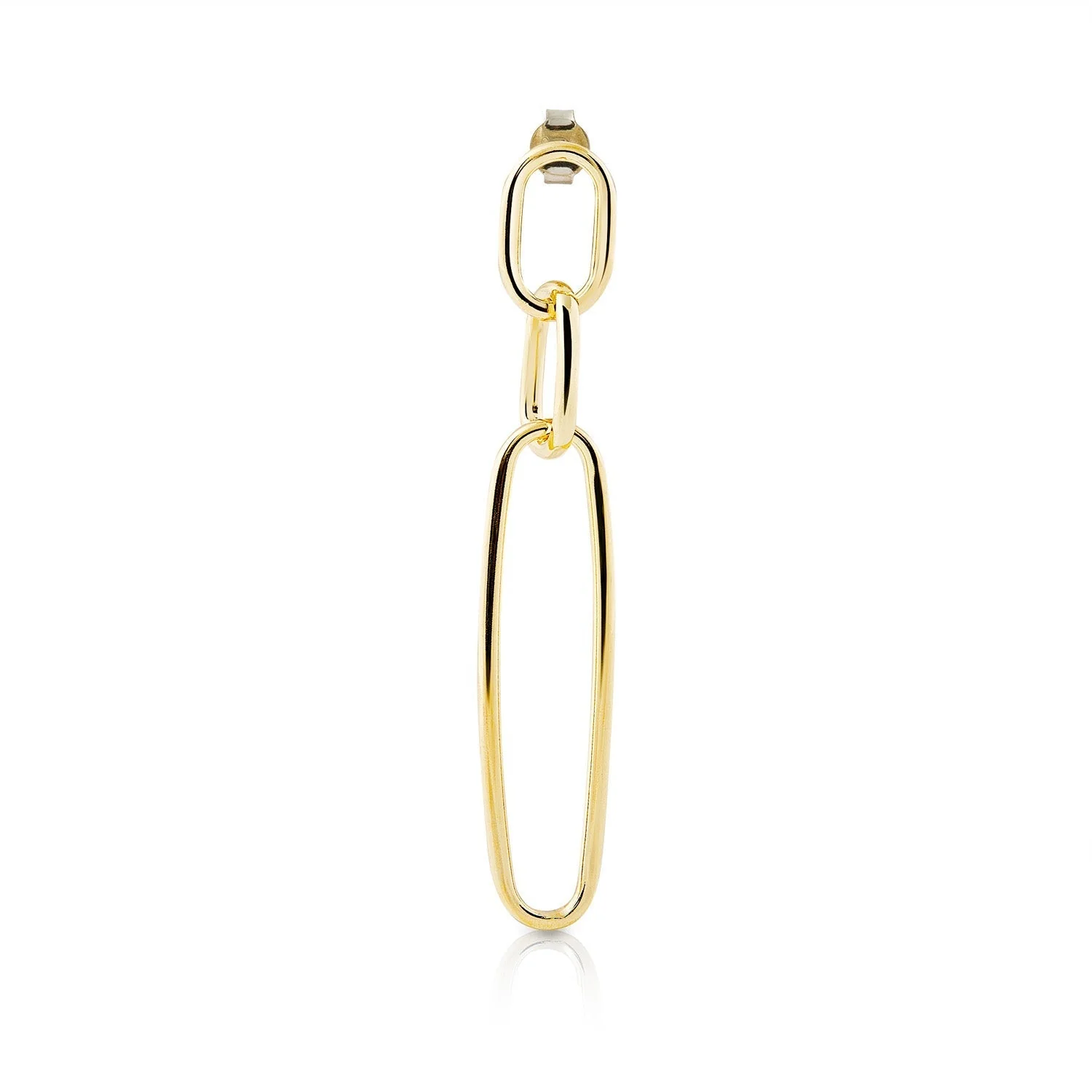 Ohrstecker aus vergoldetem Gelbgold Sterlingsilber, bestehend aus 3 Ringen, glänzend und poliert, in verschiedenen Größen EG-2644