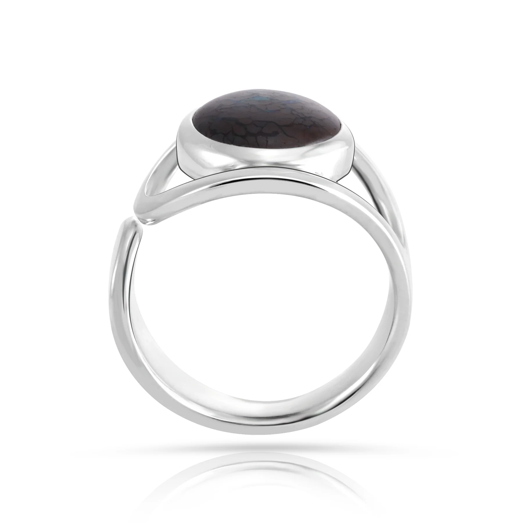 Sterlingsilber Ring mit wunderschönem Aquamarin Oval Cabochon Stein Top Qualität R-4584-50