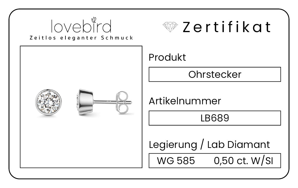 Lovebird Ohrstecker mit Lab Grown Brillant 0,50 ct. Weißgold 585 LB689
