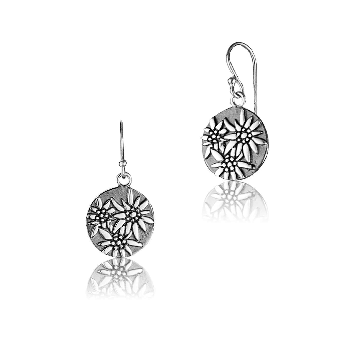 Sterlingsilber Ohrring mit flaches Profil Edelweiss Motiv E-7006