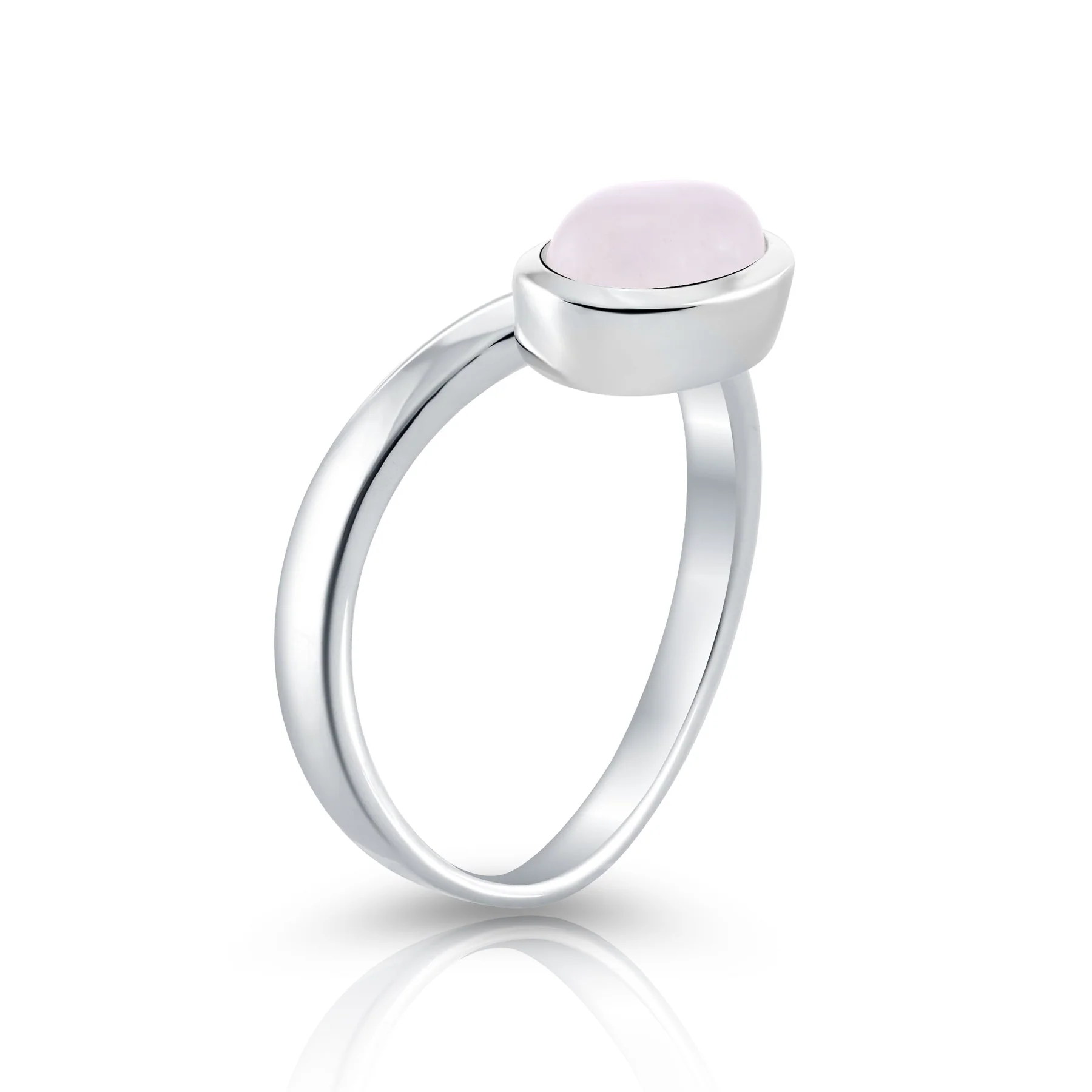 Sterling Silber Ring mit Regenbogen Mondstein ovaler Cabochon RI-10116A-50