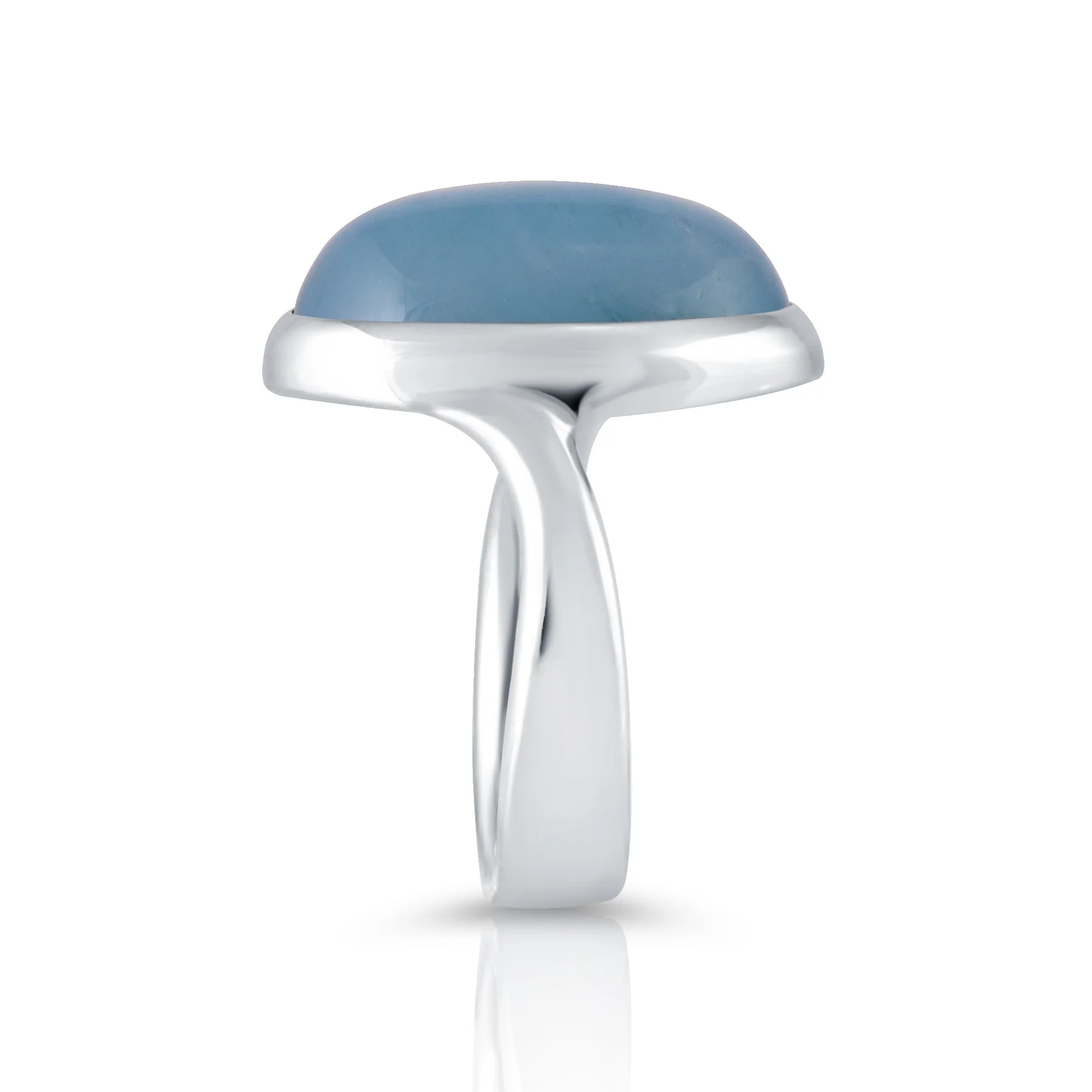 Sterlingsilber Ring mit wunderschönem Aquamarin Oval Cabochon Stein Top Qualität R-4436-50