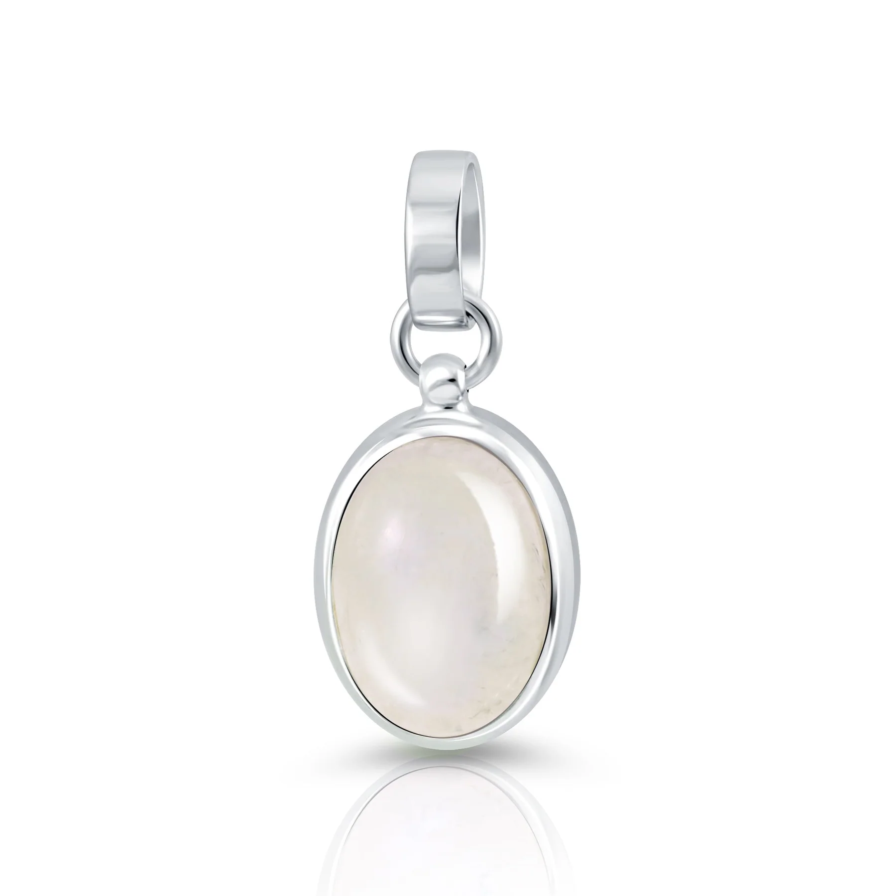 Sterlingsilber Anhänger mit wunderschönen ovalen weißen Perlmutt Cabochon P-3985