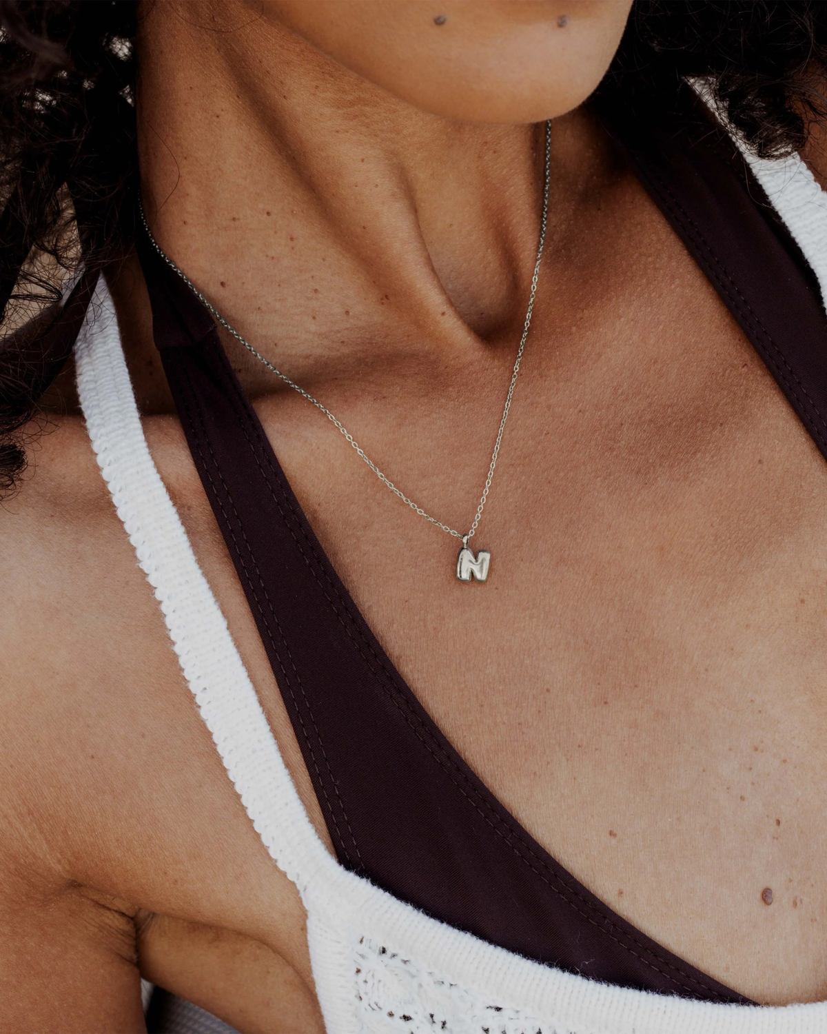 LUAMAYA Bubble Letter Necklace Silber ABC