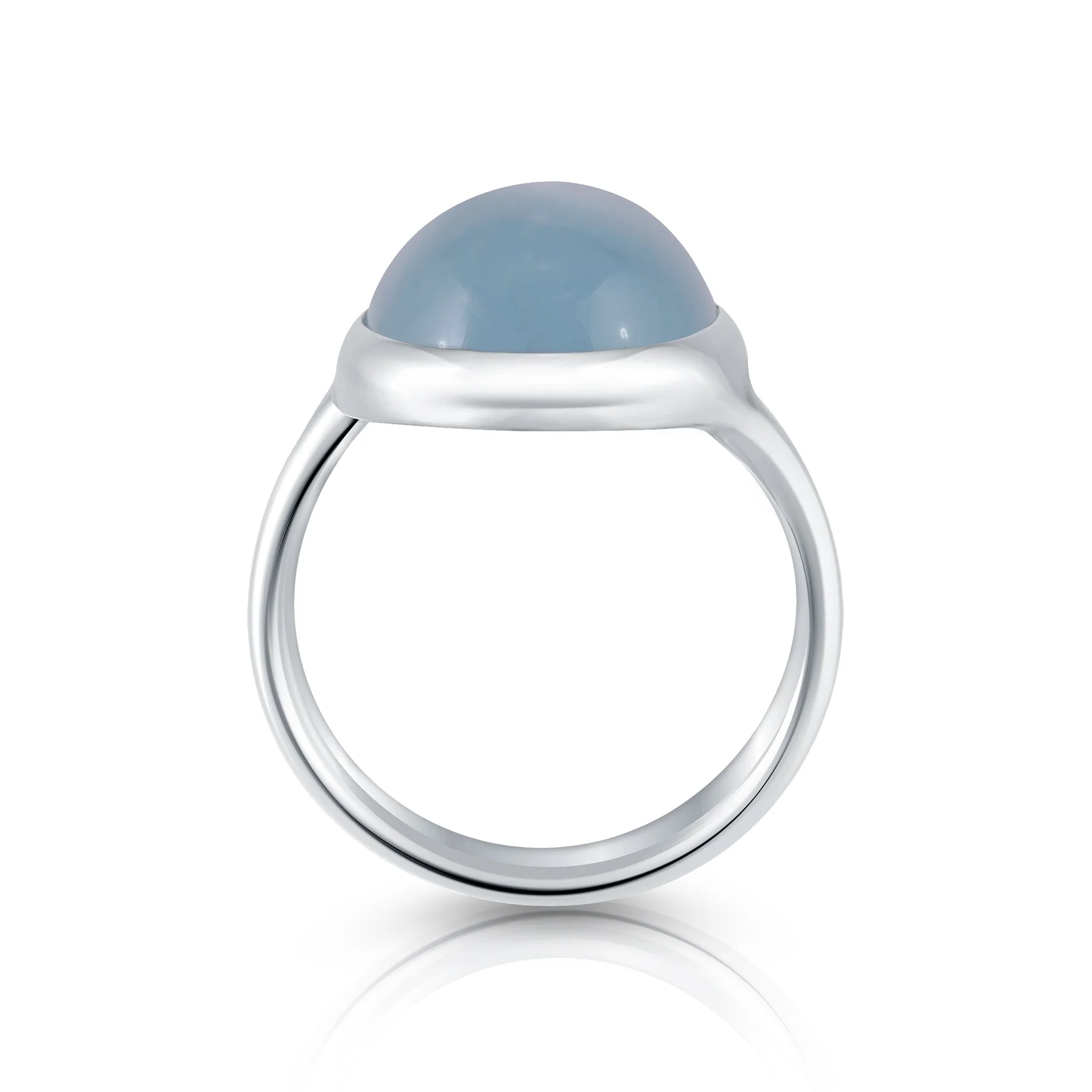 Sterlingsilber Ring mit wunderschönem Aquamarin Oval Cabochon Stein Top Qualität R-4436-50