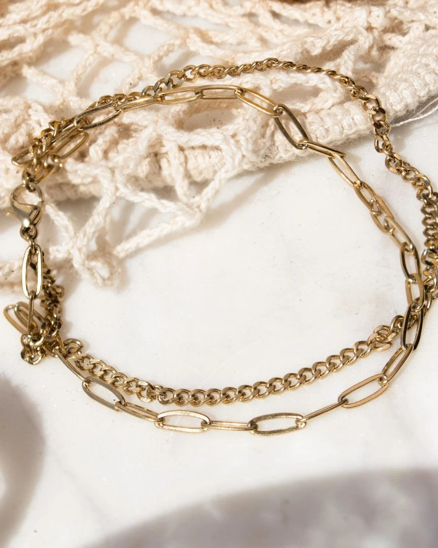 LUAMAYA Duo Anklet Gold Fusskette