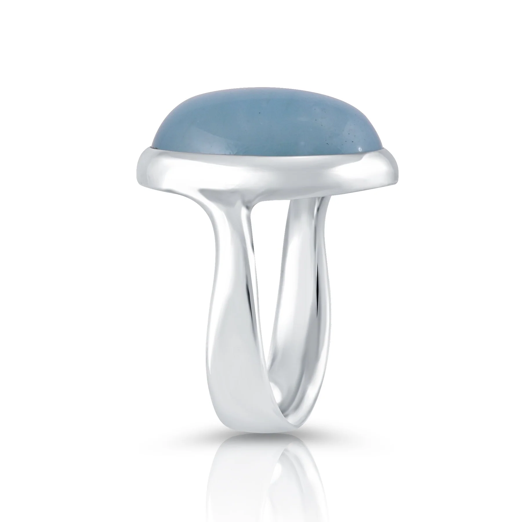 Sterlingsilber Ring mit wunderschönem Aquamarin Oval Cabochon Stein Top Qualität R-4436-50