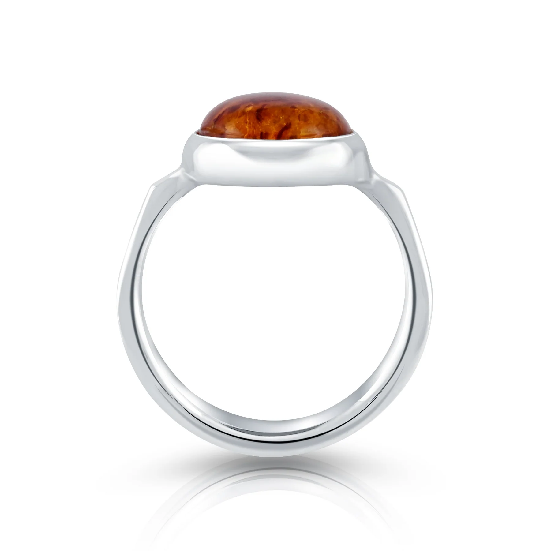 Sterlingsilber Ring mit wunderschönem Bernstein Oval Cabochon R-4437-50
