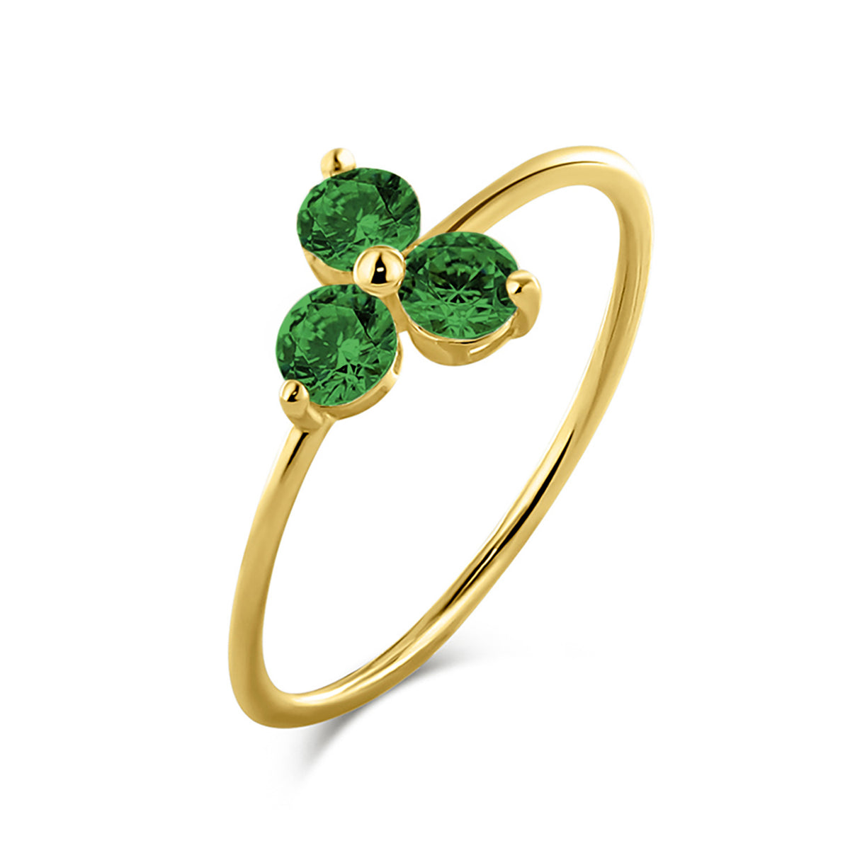 Damenring mit 3 Zirkonia grün Gold 585 57674