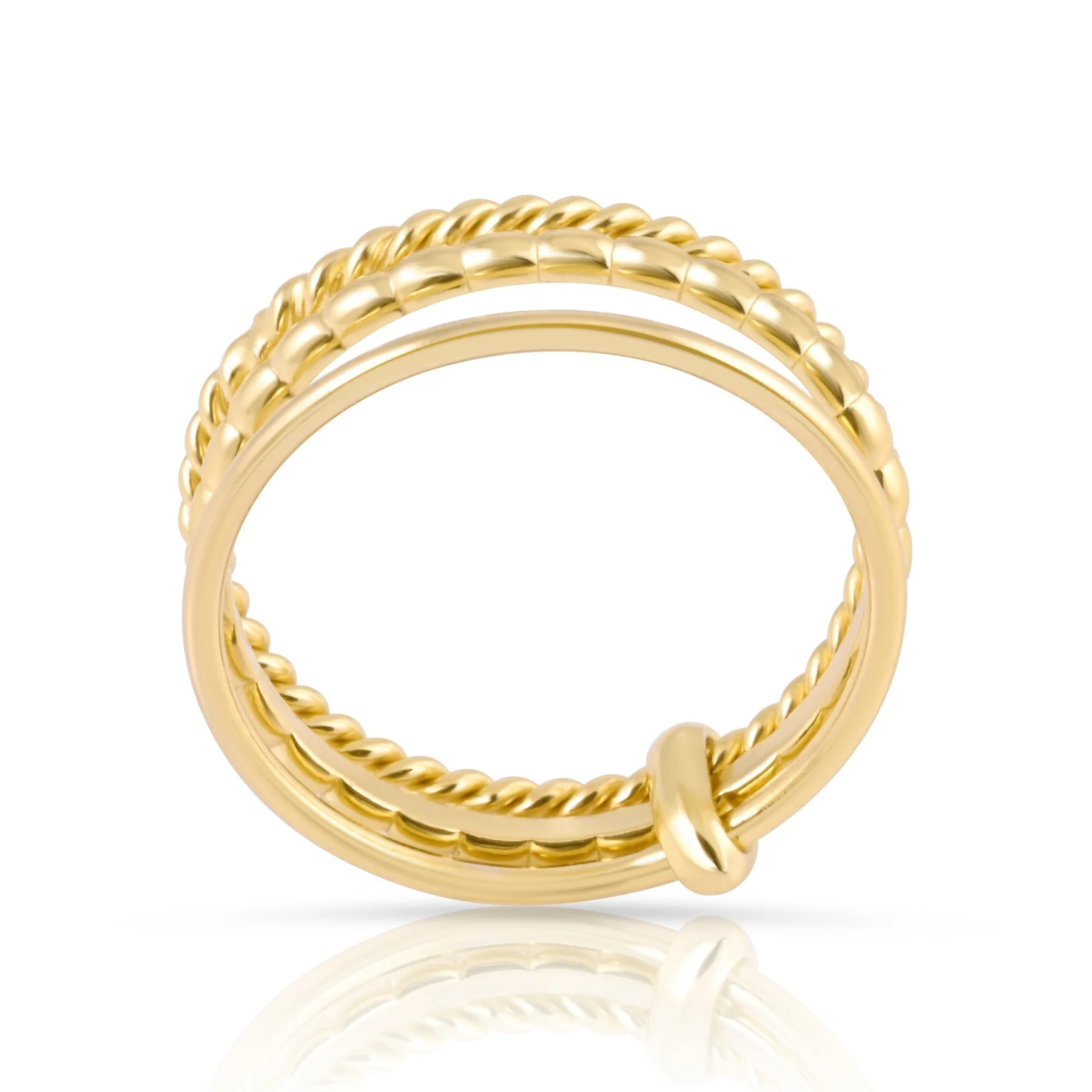 Ring aus Sterlingsilber Gelbgold plattiert bestehend aus 3 Ringen in verschiedenen Formen RI-10087GP-48