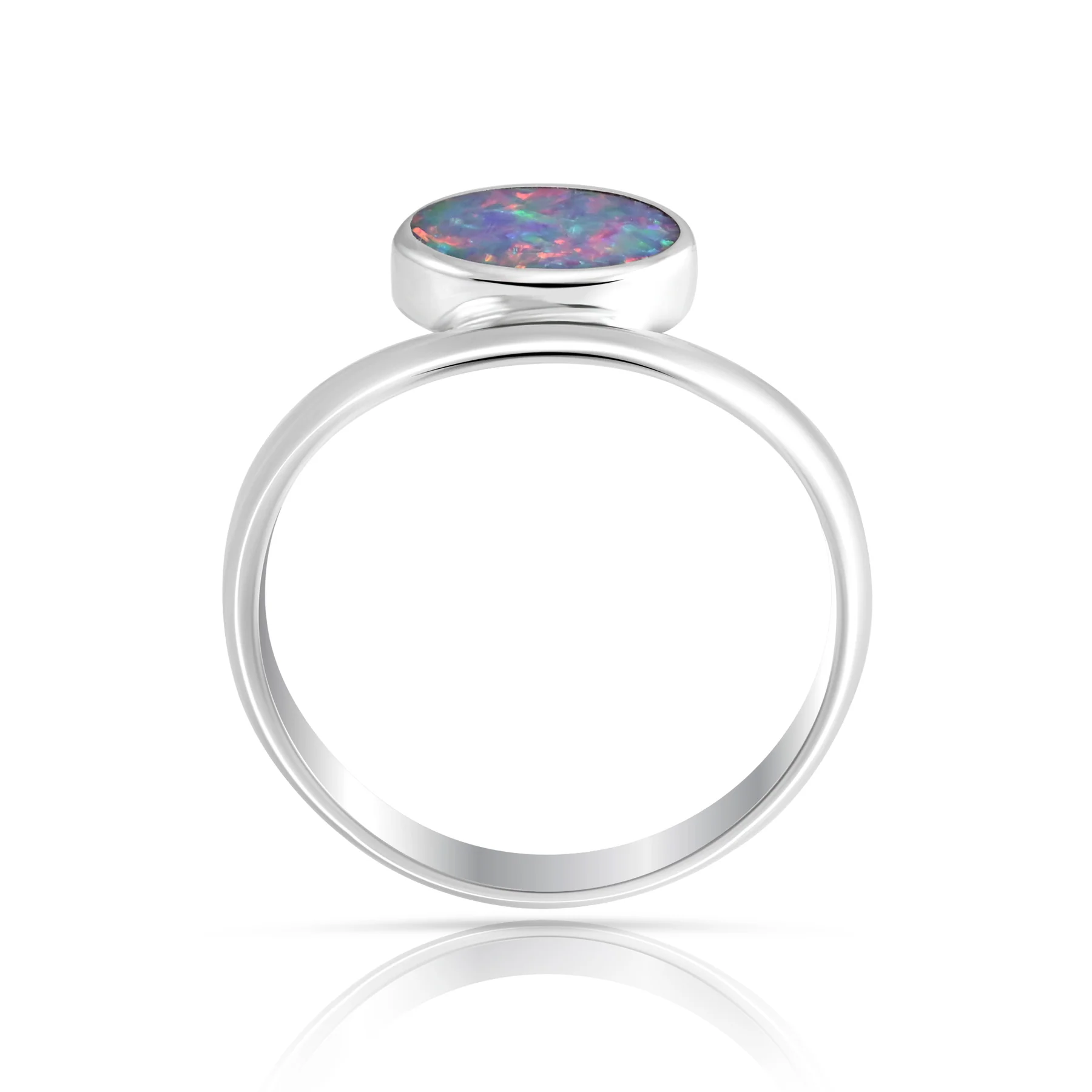 Ring aus Sterlingsilber mit ovalem Opal in Qualität AA (6 x 8 mm) R-4593-58