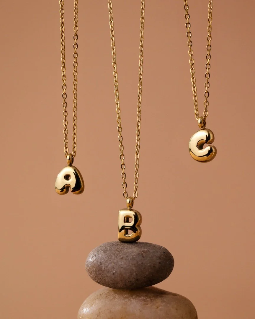 LUAMAYA Bubble Letter Necklace Gold ABC