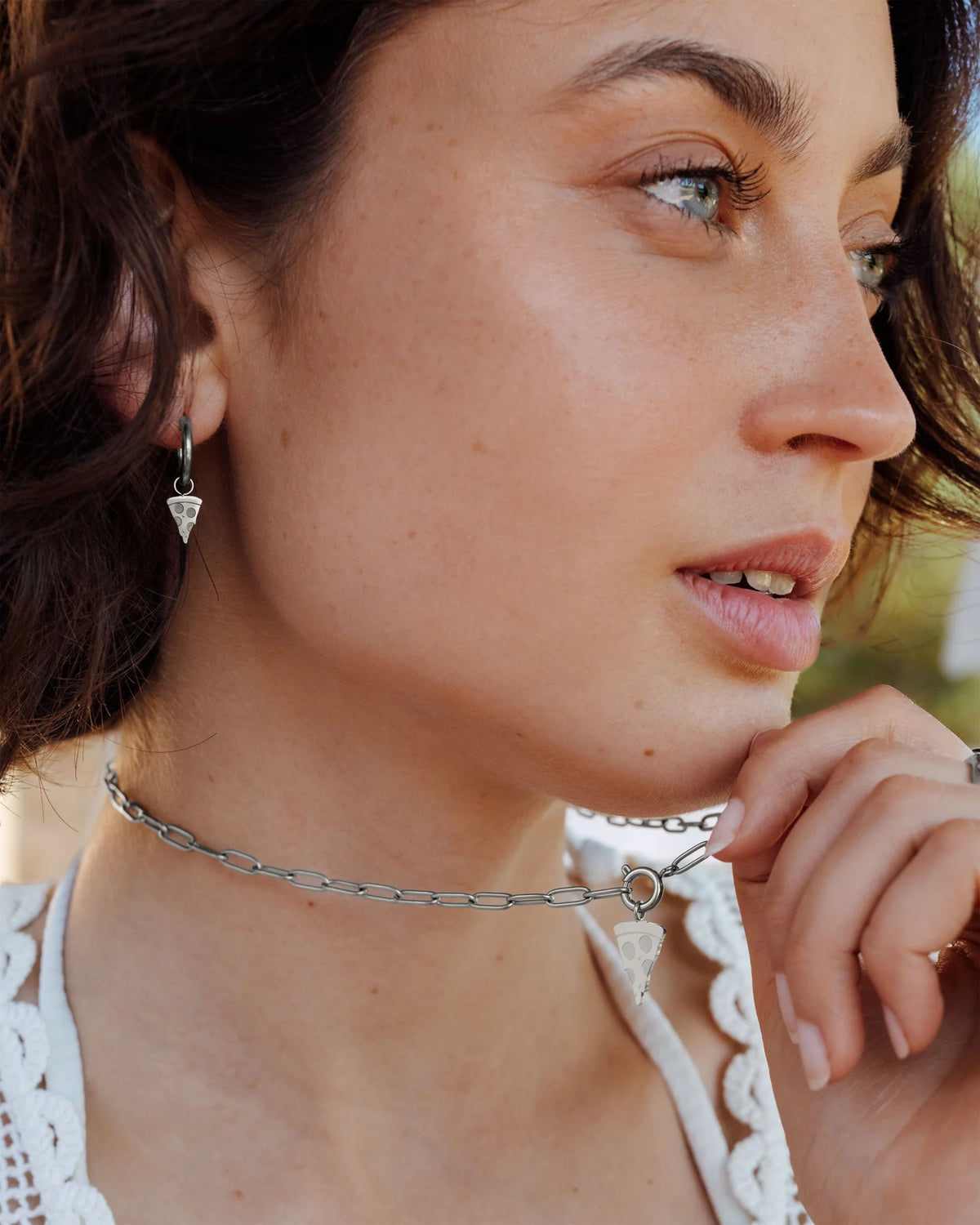 LUAMAYA Bella Pizza Oval Links Necklace Set