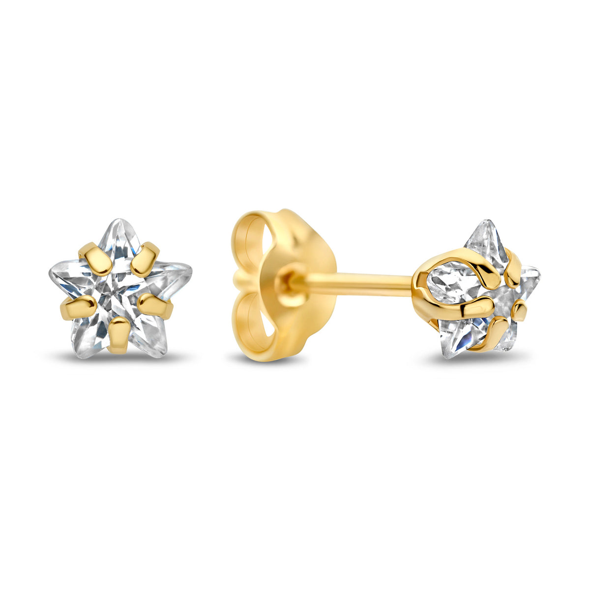 Ohrstecker 4mm mit Stern-Zirkonia Gold 585 58044