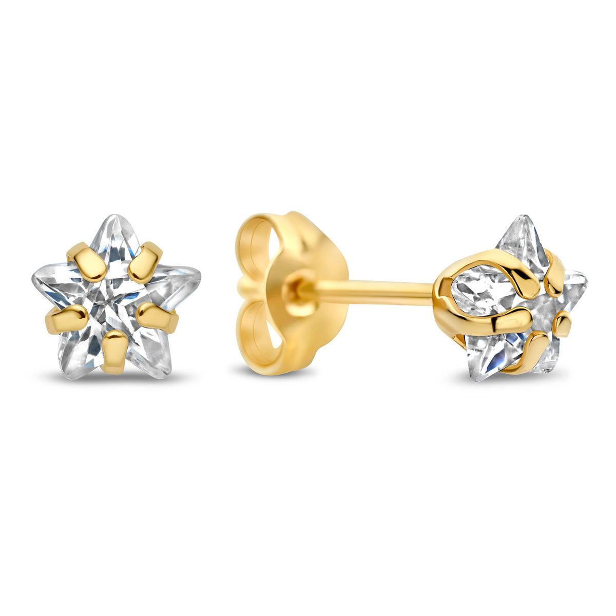 Ohrstecker 5mm mit Stern-Zirkonia Gold 585 58045