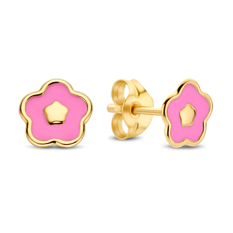Ohrstecker Blume Lack rosa 5,7mm Gold 585 58060