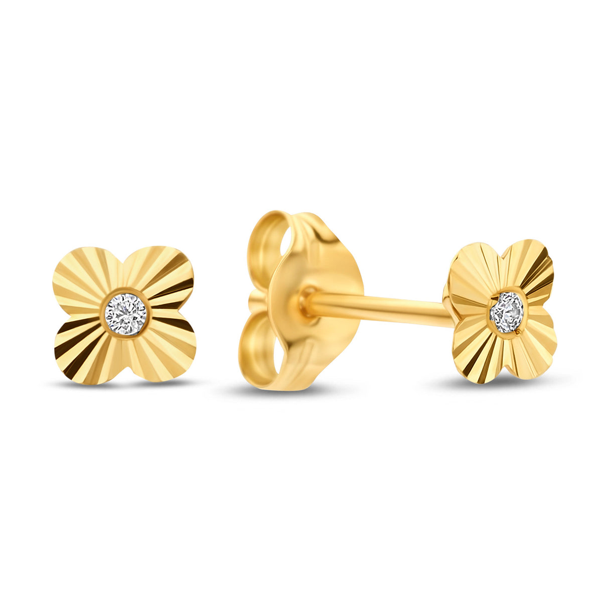 Ohrstecker Blume mit Zirkonia Gold 585 58073