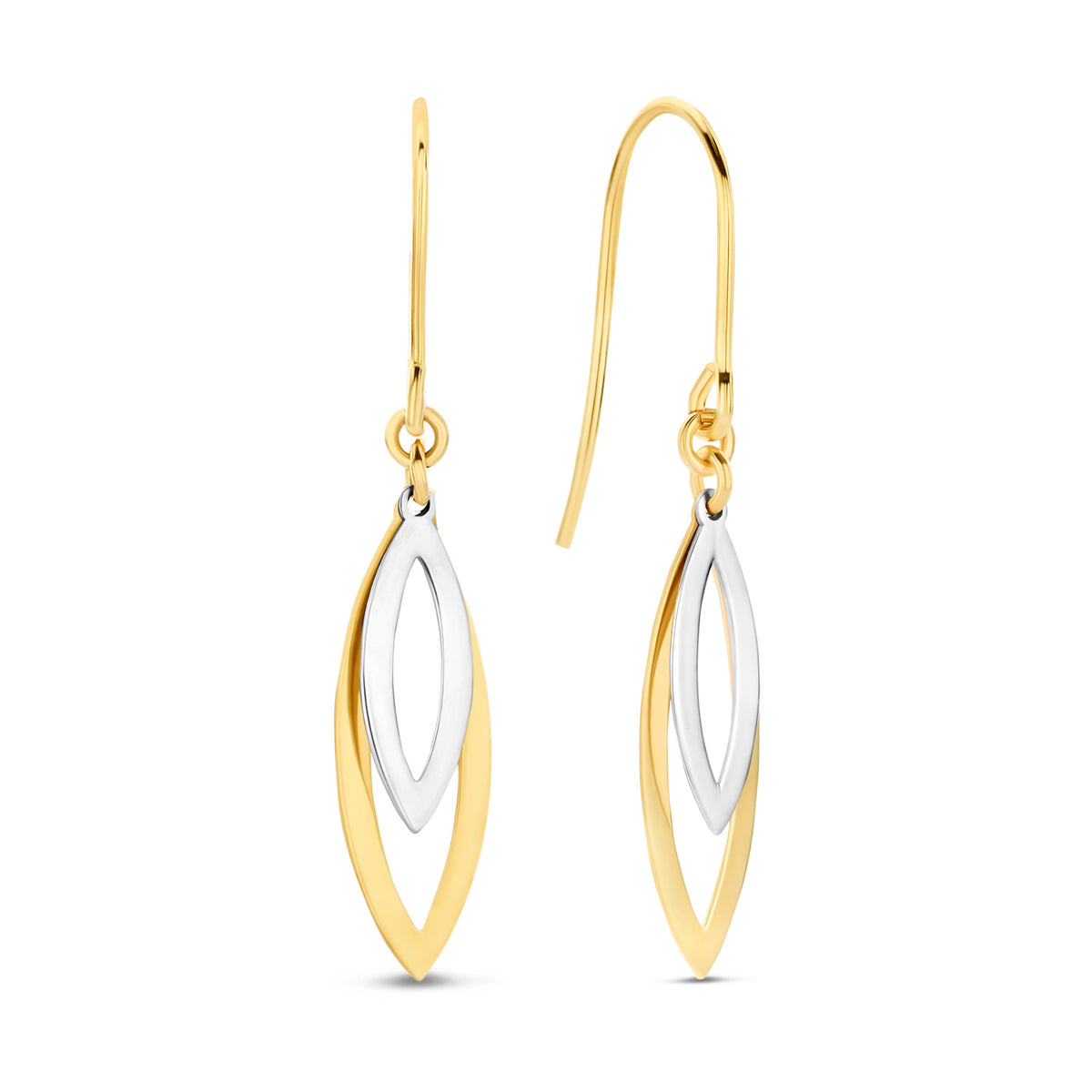 Ohrhänger Bicolor zweiteilig 15mm Gold 585 58082