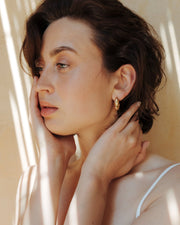 LUAMAYA Hammered Huggie Studs
