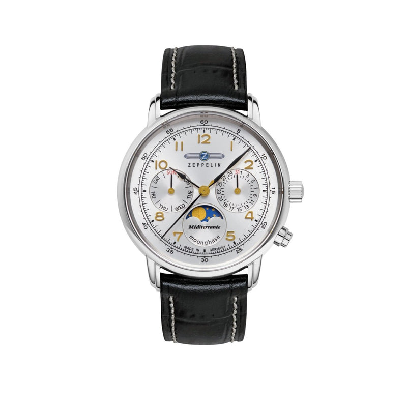 Zeppelin Damenuhr Quarz mit Mondphase und Lederarmband 96371