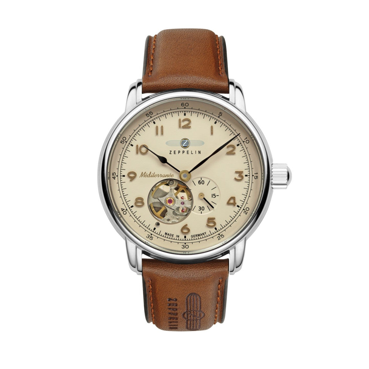 Zeppelin Herrenuhr Automatik mit offenem Herz 96665