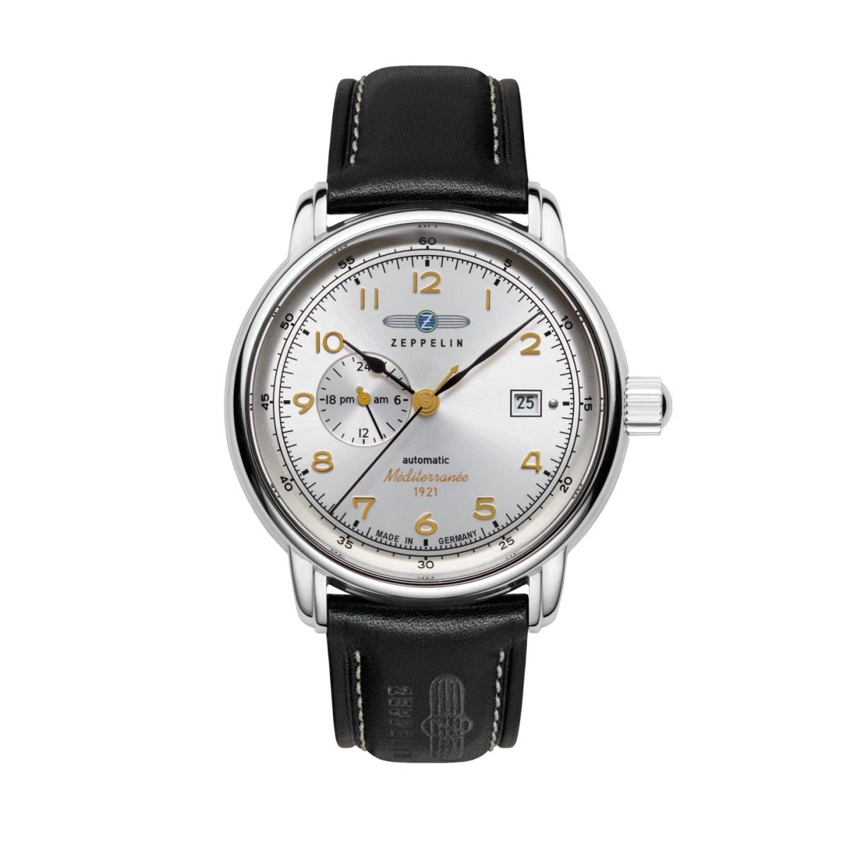 Zeppelin Herrenuhr Automatik mit 24-Stunden-Anzeige und Lederarmband 96681