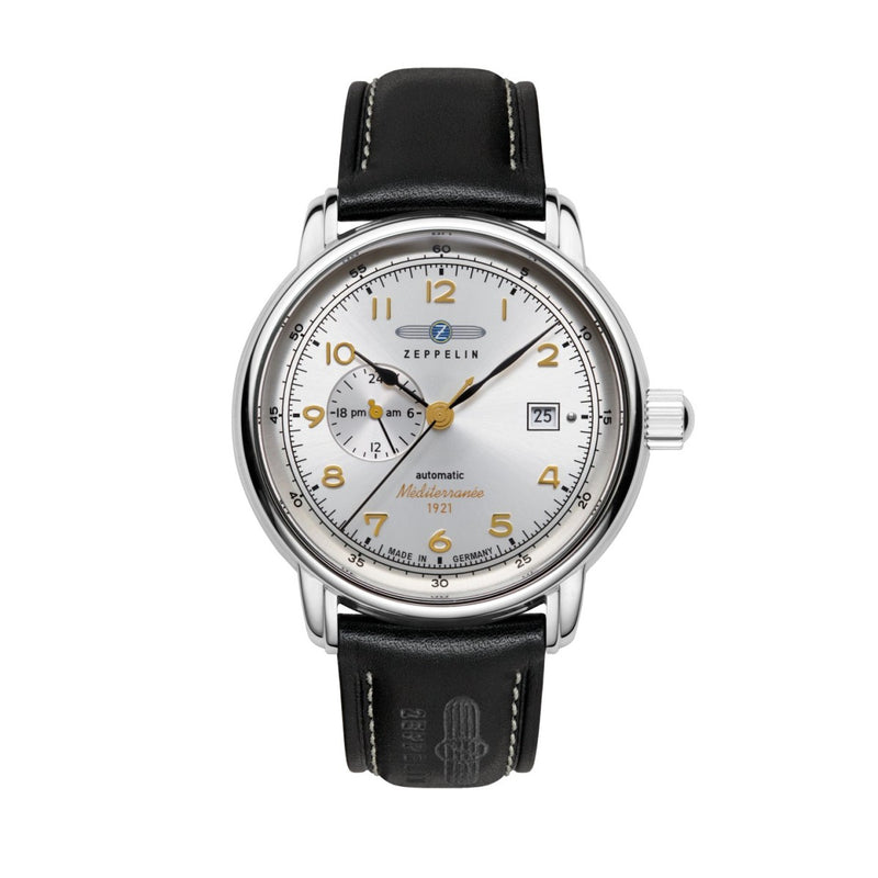 Zeppelin Herrenuhr Automatik mit 24-Stunden-Anzeige und Lederarmband 96681