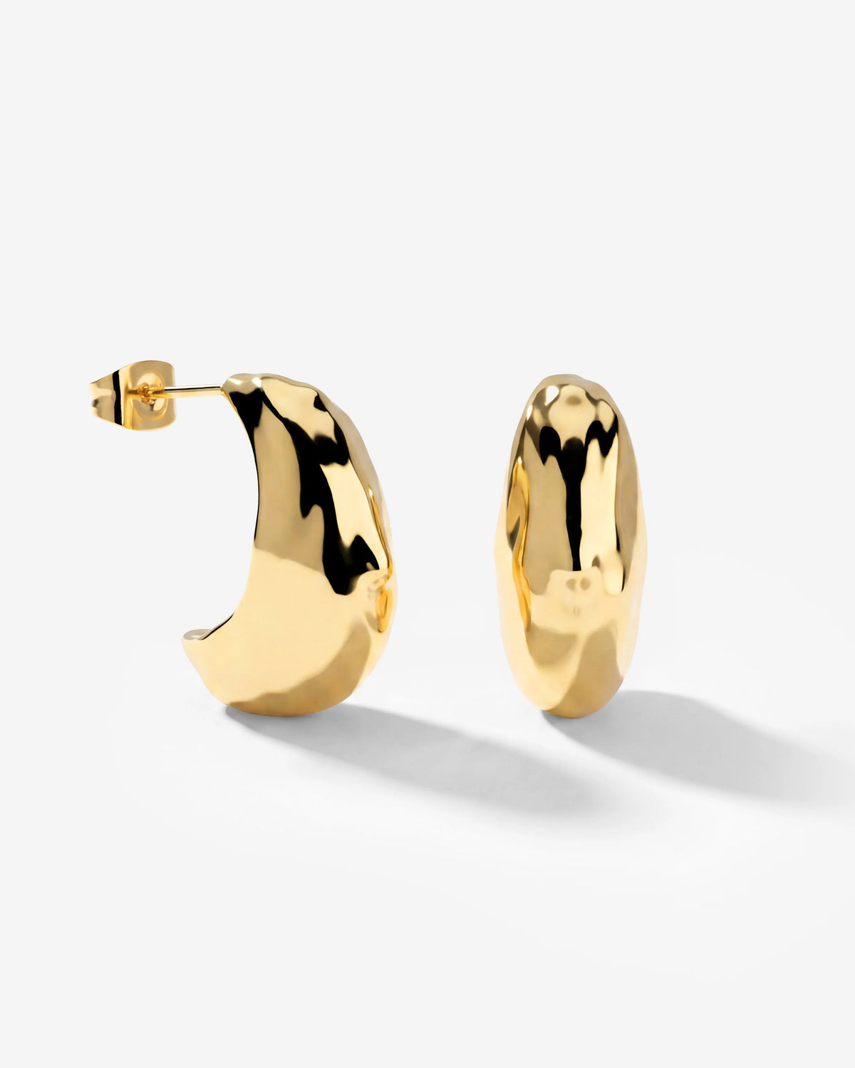 LUAMAYA Hammered Huggie Studs