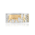 Sterlingsilber zweifarbiger Edelweiß-Ring mit Senn und Kühen RG-7004-1