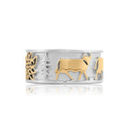 Sterlingsilber zweifarbiger Edelweiß-Ring mit Senn und Kühen RG-7004-1