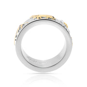 Bicolor Ring aus Sterlingsilber mit Kühen, Matterhorn und Edelweiss RG-7020-48