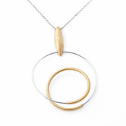 Halskette aus zweifarbigem Sterlingsilber, die aus einem eleganten, glänzenden und gebürsteten Anhänger in Spiralform besteht N-1482