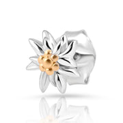 Mini Ohrstecker aus bicolor Sterling Silber, rhodiniert mit Gelbgold plattiert die den Edelweiss EG-8025