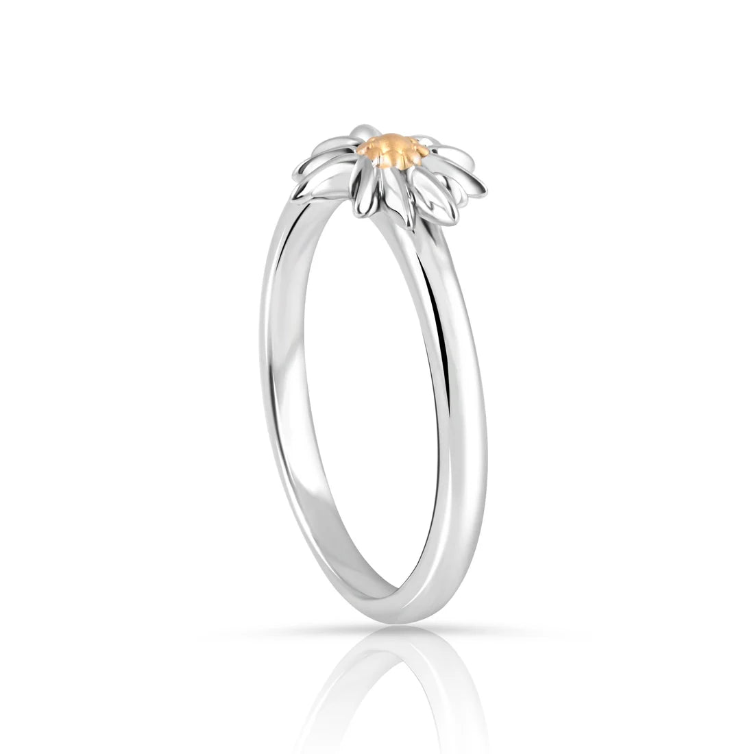 Ring aus Sterlingsilber, bicolor, rhodiniert mit Gelbgold plattiert der den Edelweiss RG-8019-50