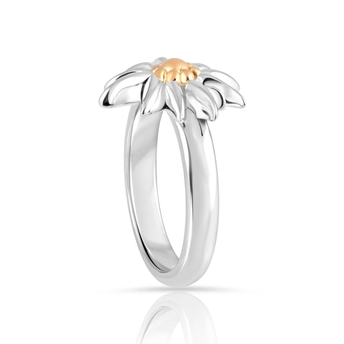 Ring aus Sterlingsilber, bicolor, rhodiniert mit Gelbgold plattiert der den Edelweiss RG-8020-50