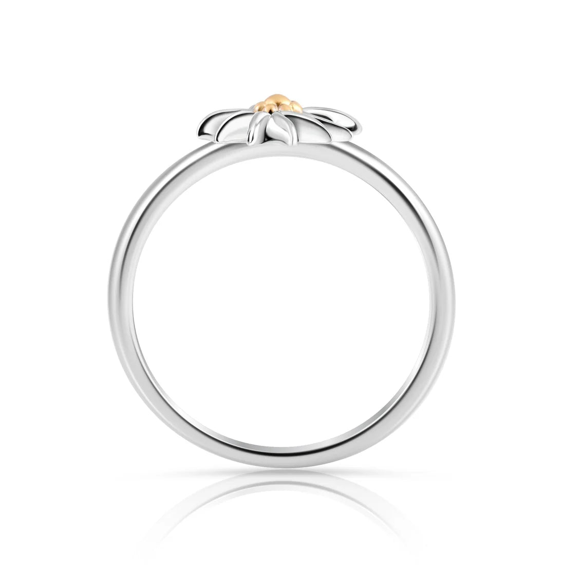 Ring aus Sterlingsilber, bicolor, rhodiniert mit Gelbgold plattiert der den Edelweiss RG-8019-50