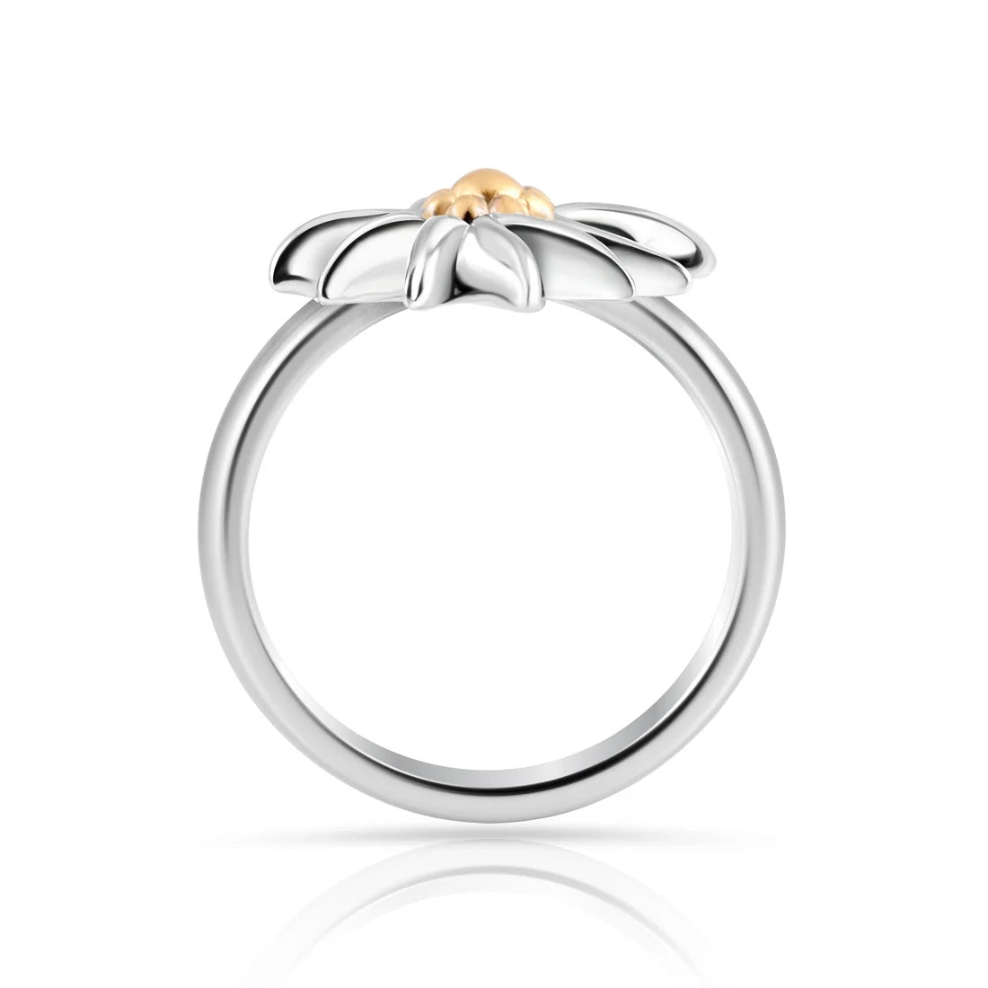 Ring aus Sterlingsilber, bicolor, rhodiniert mit Gelbgold plattiert der den Edelweiss RG-8020-50