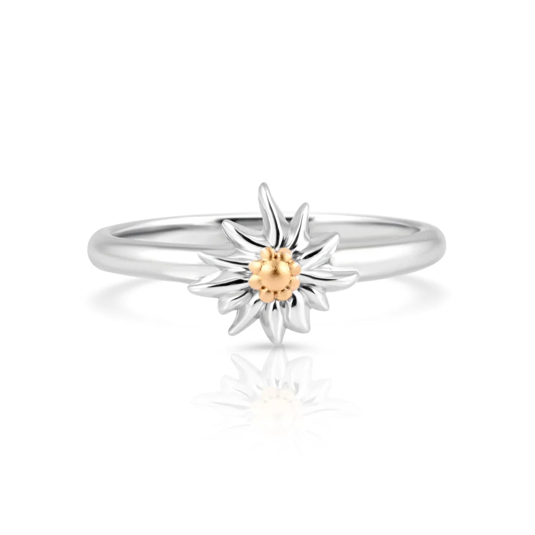 Ring aus Sterlingsilber, bicolor, rhodiniert mit Gelbgold plattiert der den Edelweiss RG-8019-50