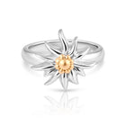 Ring aus Sterlingsilber, bicolor, rhodiniert mit Gelbgold plattiert der den Edelweiss RG-8020-50