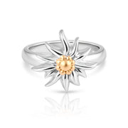 Ring aus Sterlingsilber, bicolor, rhodiniert mit Gelbgold plattiert der den Edelweiss RG-8020-50